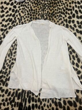 Eileen Fisher 100% Organic Linen Sheer White Cardigan large